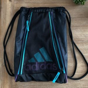 Adidas Drawstring Backpack Book Bag with Zippers